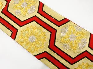 アンティーク　変わり立涌に華紋織り出し袋帯（着用可）